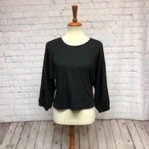 Anthropologie black long sleeve flowy crop top